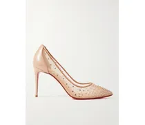 Follies 85 Pumps Aus Mesh Und Leder Mit Glitter-finish Und Kristallen - Neutral