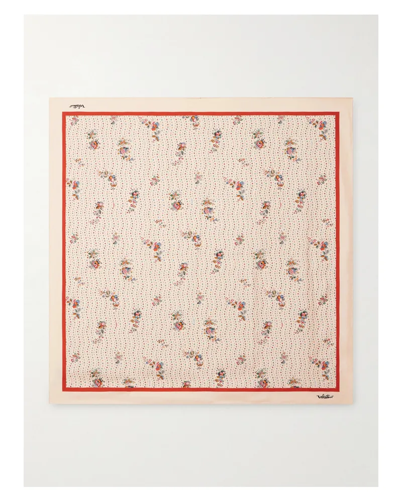 Valentino Garavani Printed Silk-twill Scarf - Cream Cream