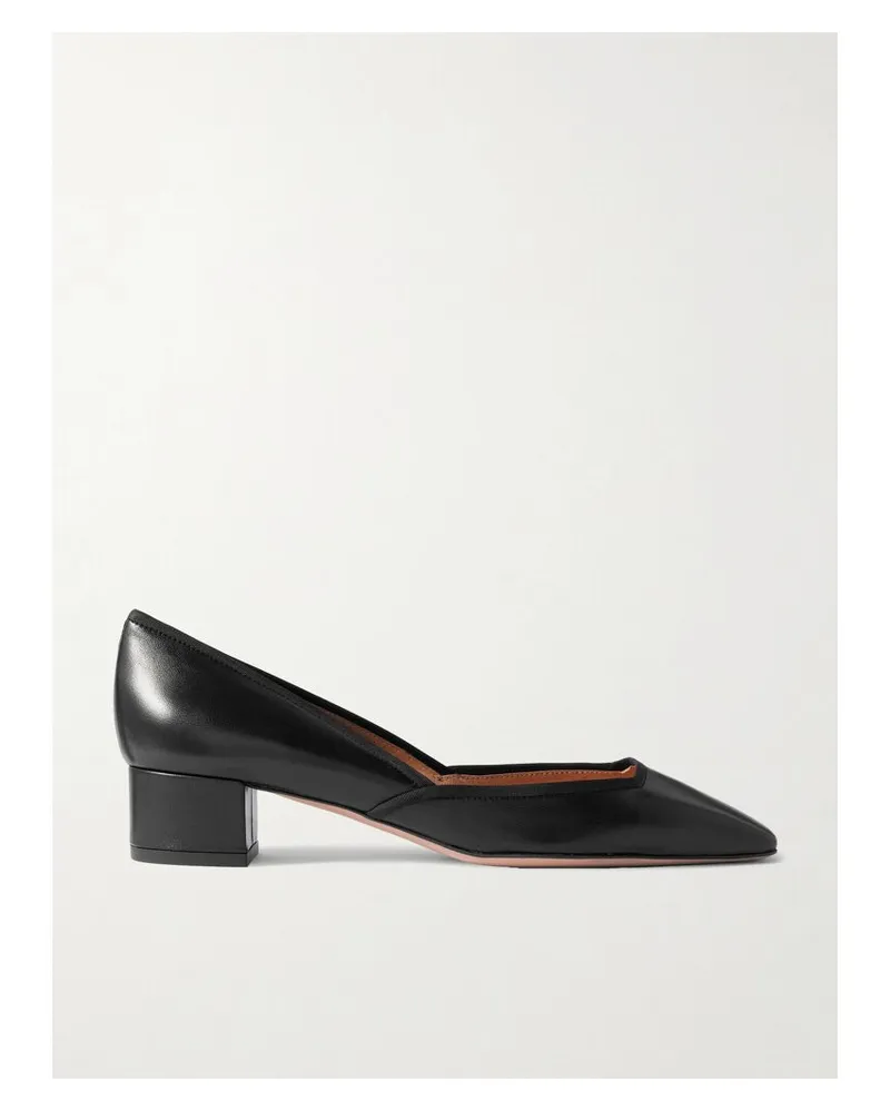 Aquazzura Maia 35 Pumps Aus Leder Mit Ripsbandbesätzen - Schwarz Schwarz