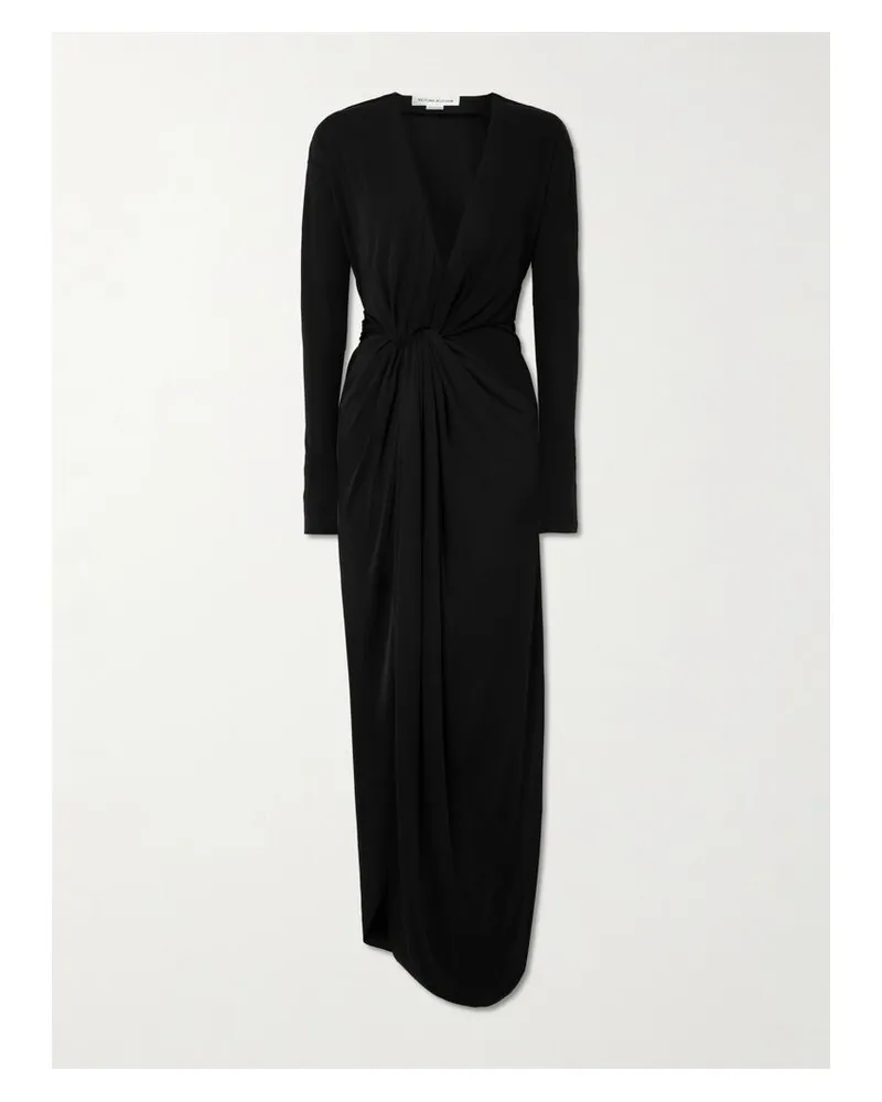 Victoria Beckham Midikleid Aus Jersey Mit Raffungen Und Knoten - Schwarz Schwarz