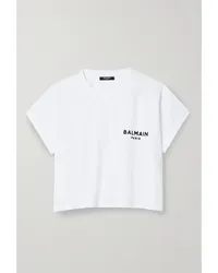 Balmain Verkürztes T-shirt aus Baumwoll-jersey Weiß