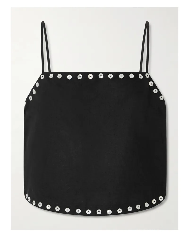 STAUD Kirra Oberteil Aus Einer Leinenmischung Mit Knöpfen - Schwarz Schwarz