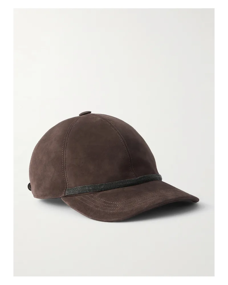 Brunello Cucinelli Baseballkappe Aus Veloursleder Mit Zierperlen - Braun Braun