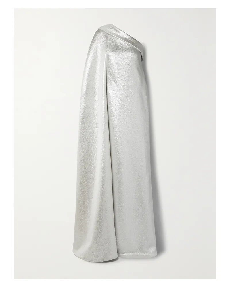 Reem Acra Asymmetrische Robe Aus Lamé Aus Einer Baumwollmischung - Silber Silber