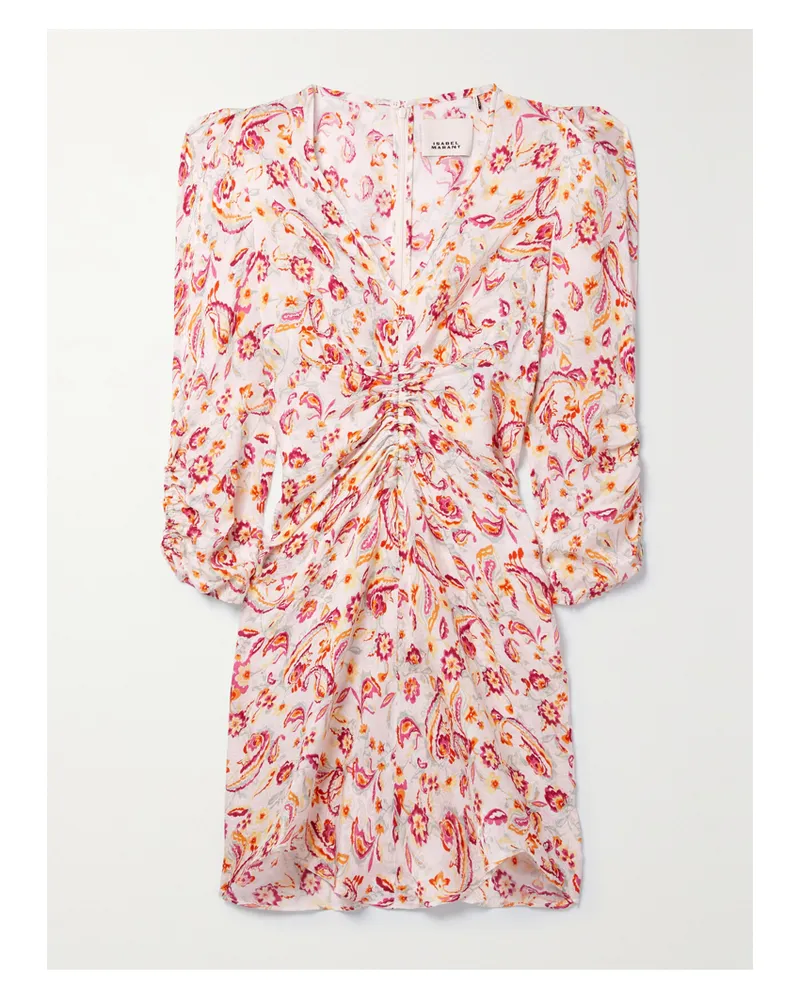 Isabel Marant Aliniza Minikleid Aus Jacquard Mit Blumenprint Und Raffungen - Ecru Ecru