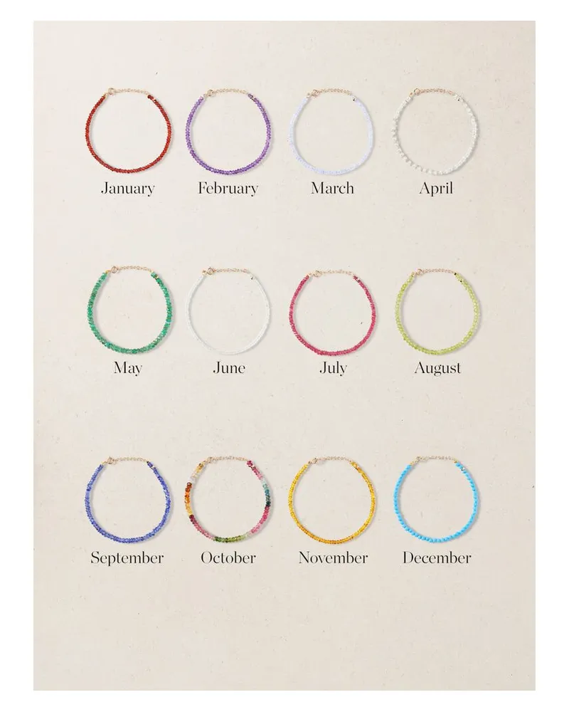 JIA JIA Birthstone Armband Mit Zierperlen Und Details Aus 14 Karat Gold - Rot Rot