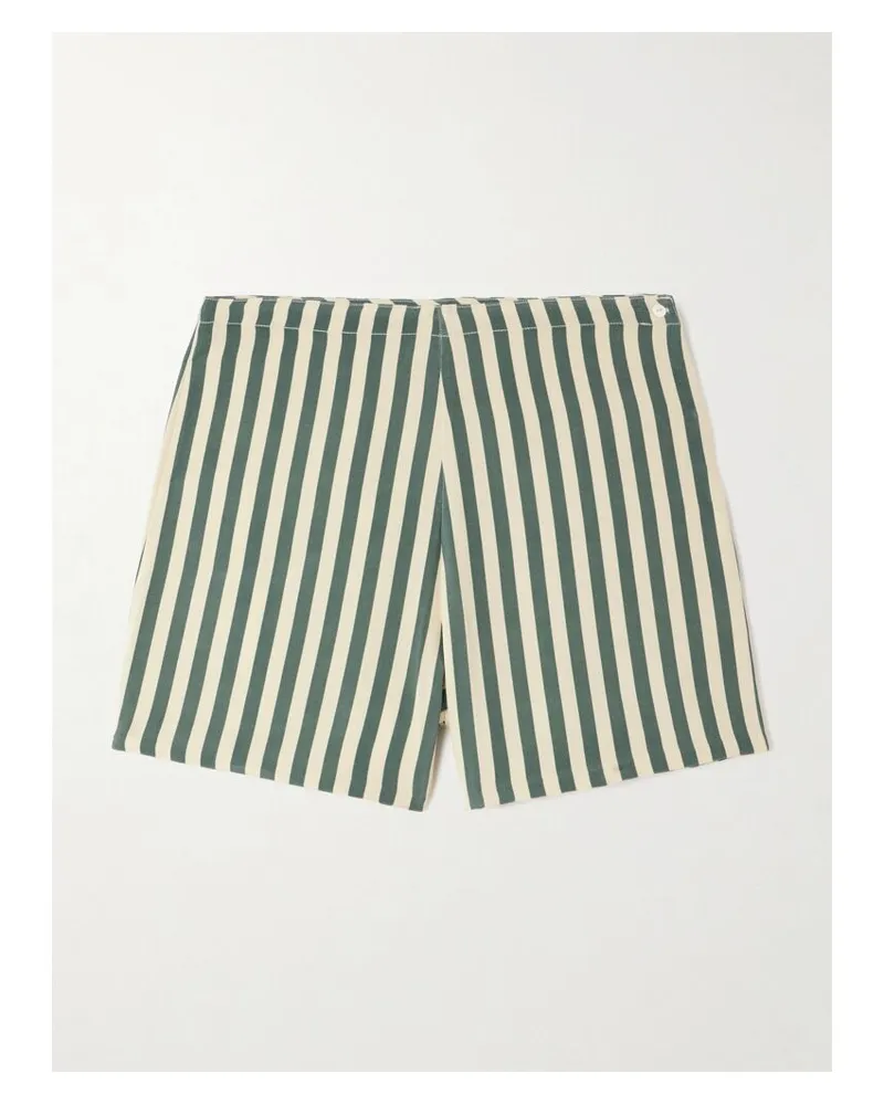 BODE Soda Shorts Aus Gestreifter Seide - Grün Grün
