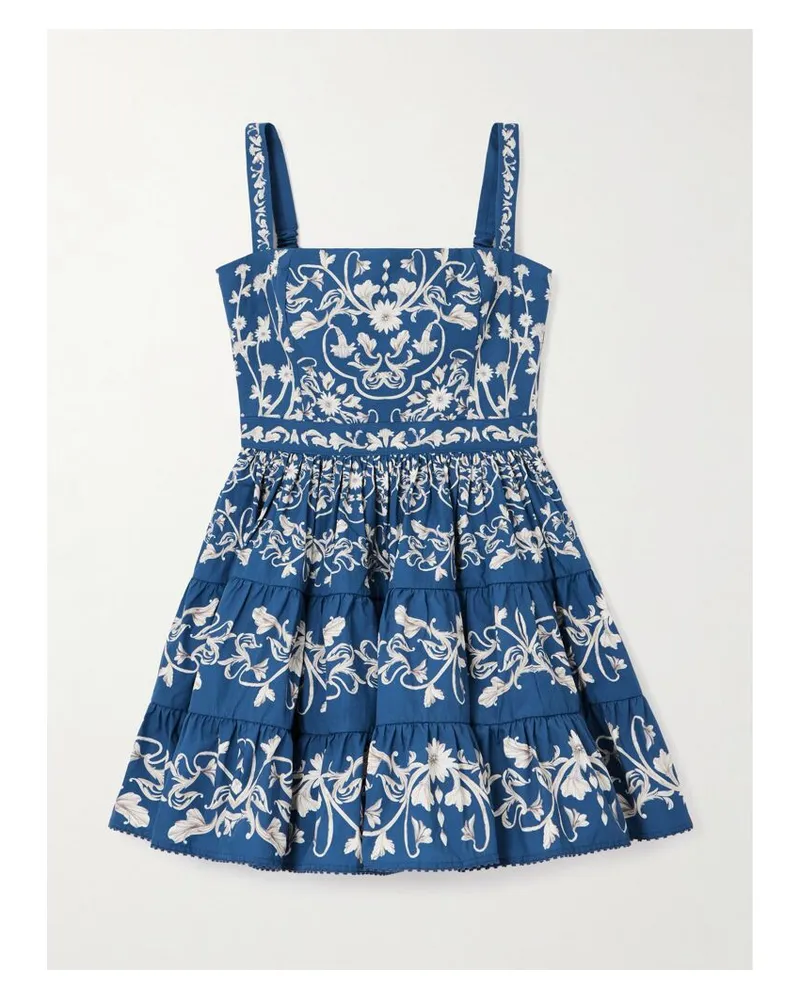AGUA BENDITA Lima Ribbons Minikleid Aus Baumwolle Mit Blumenprint Und Teilungsnähten - Blau Blau