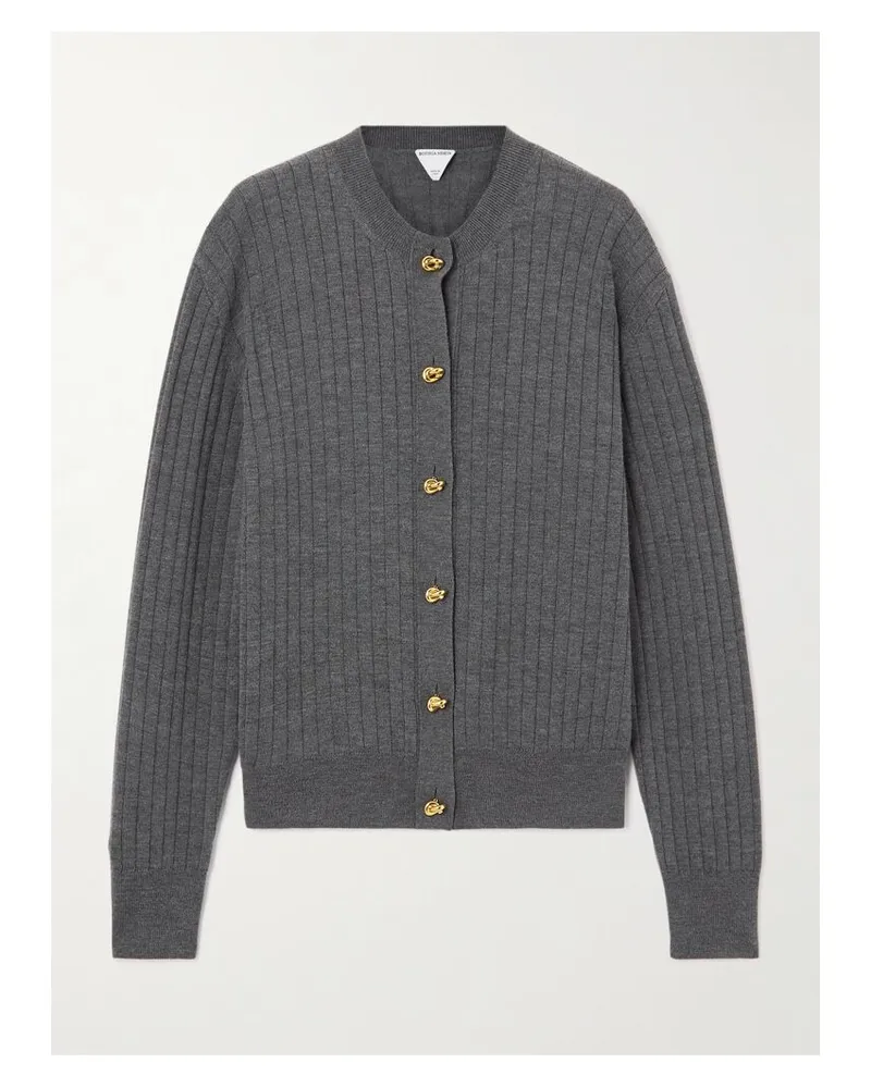 Bottega Veneta Cardigan Aus Gerippter Wolle - Grau Grau