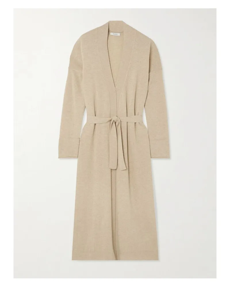 Max Mara Asbuurg Cardigan Aus Kaschmir Mit Bindegürtel - Neutral Neutral