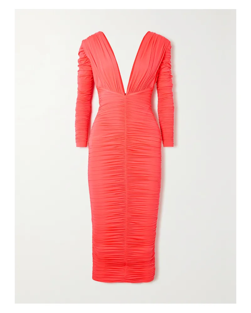 Alex Perry Marin Midikleid Aus Neonfarbenem Stretch-jersey Mit Raffungen - Pink Pink