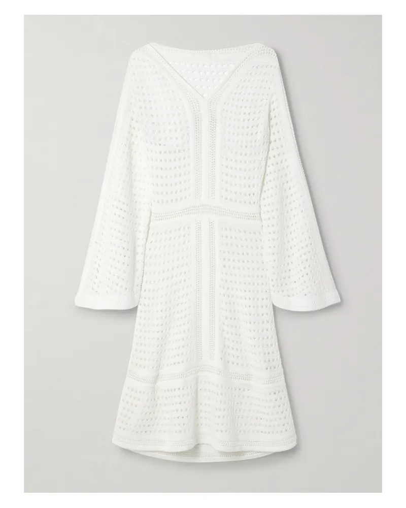 Chloé Minikleid Aus Biobaumwolle In Pointelle-strick - Weiß Weiß