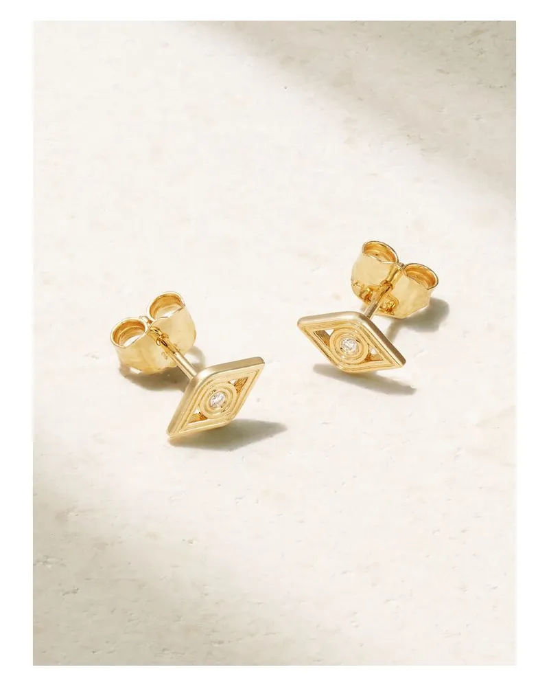 Sydney Evan Fluted Evil Eye Ohrstecker Aus 14 Karat Gold Mit Diamanten Gold