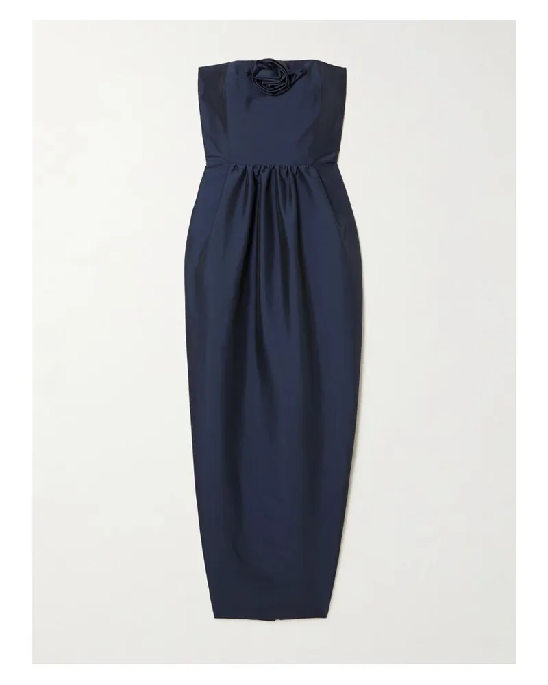 BERNADETTE Lena Trägerloses Maxikleid Aus Taft Mit Applikation - Blau Blau