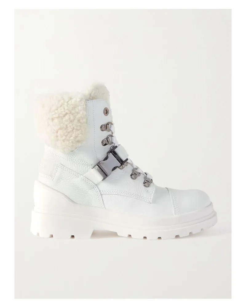 Bogner St. Moritz Ankle Boots Aus Strukturiertem Leder Mit Shearling-futter - Weiß Weiß