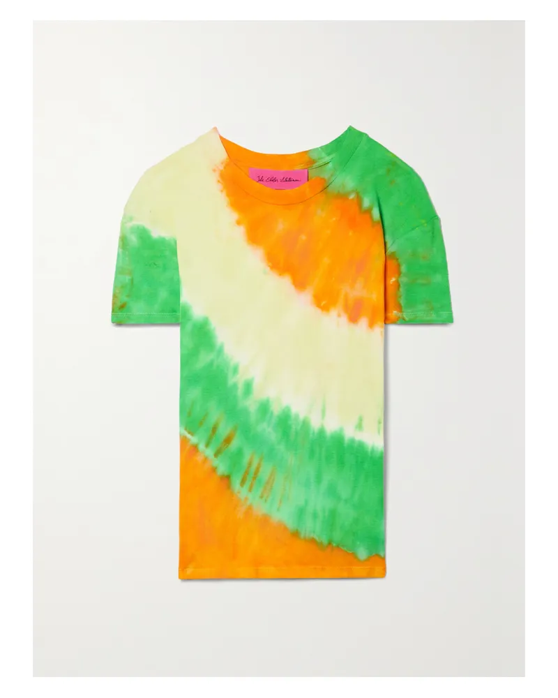 The Elder Statesman Tri Void T-shirt Aus Jersey Aus Einer Baumwoll-kaschmirmischung Mit Batikmuster - Grün Grün