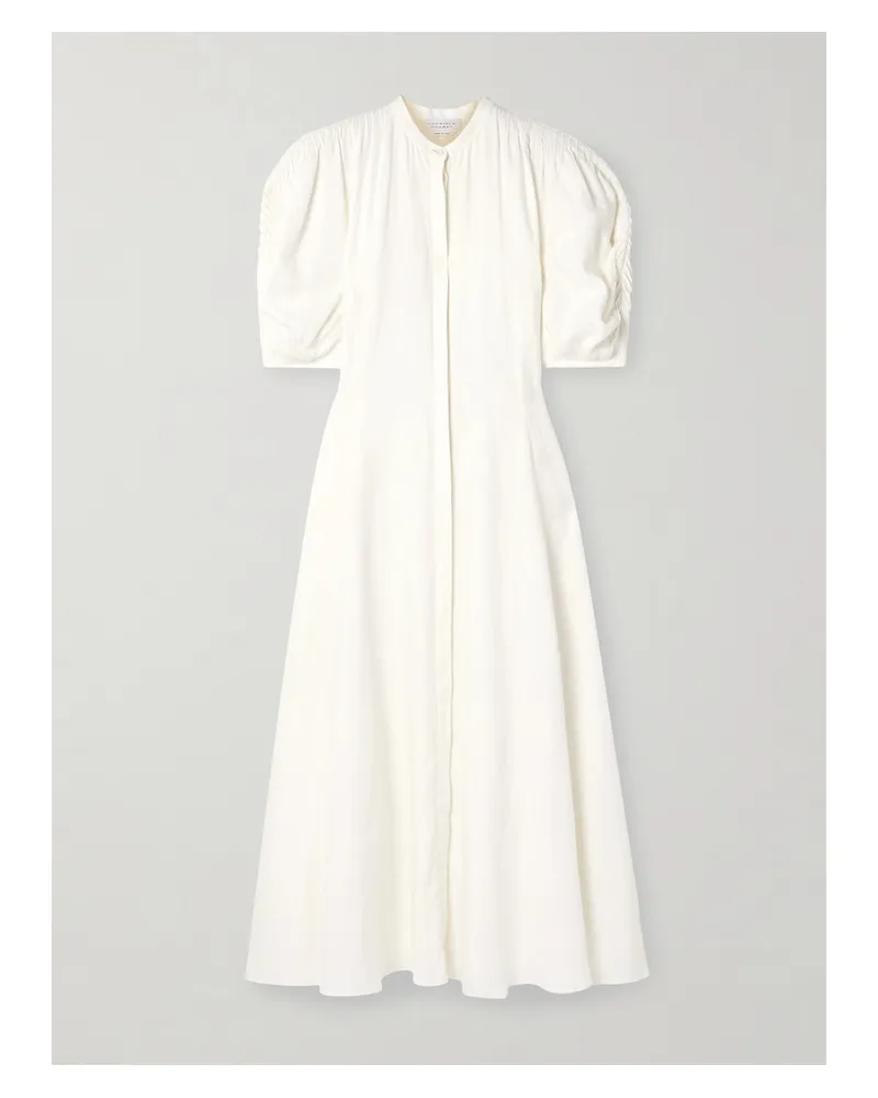 Gabriela Hearst Arabella Midikleid Aus Leinen Mit Biesen - Weiß Weiß