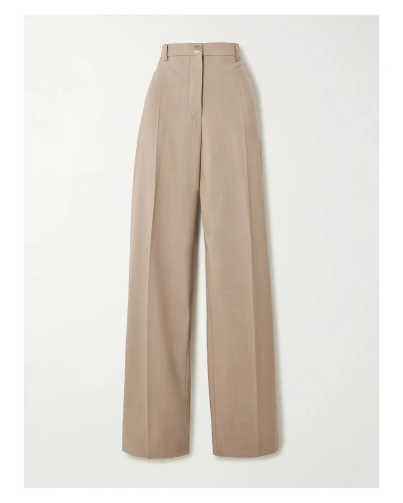 SPORTMAX Salvo Hose Mit Weitem Bein Aus Grain De Poudre Aus Wolle Mit Falten - Neutral Neutral