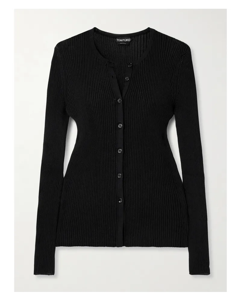 Tom Ford Cardigan aus Rippstrick Schwarz