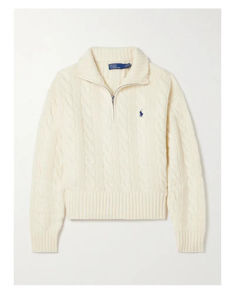 Ralph Lauren Pullover Aus Einer Woll-kaschmirmischung In Zopfstrick - Elfenbein Elfenbein