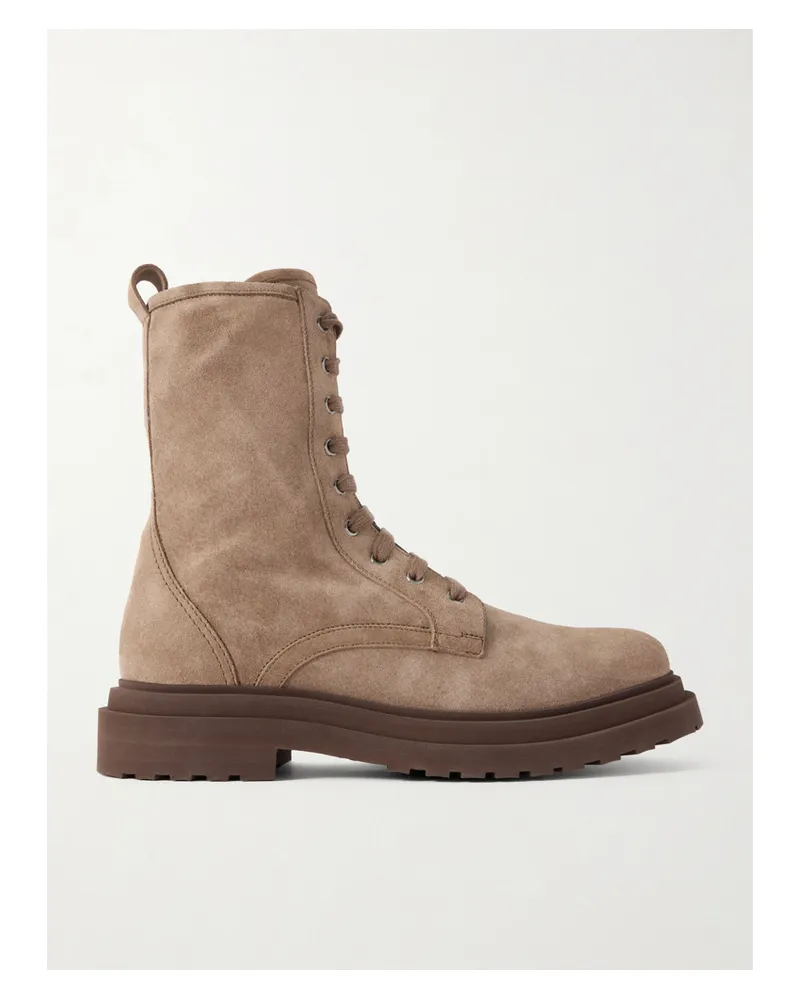 Brunello Cucinelli Suede Lace-up Boots - Brown Brown