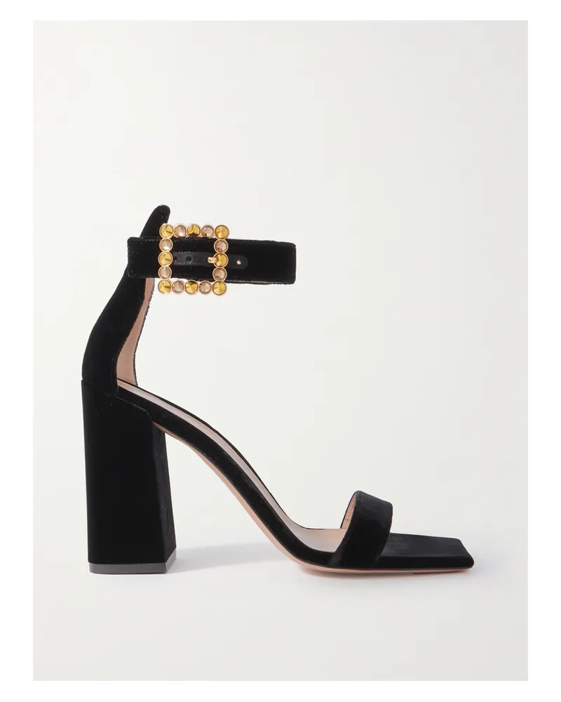 Gianvito Rossi Velluto 95 Sandalen Aus Samt Mit Kristallen - Schwarz Schwarz