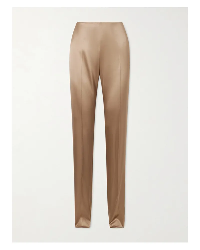 Valentino Garavani Silk-blend Duchesse Straight-leg Pants - Rose gold Rose