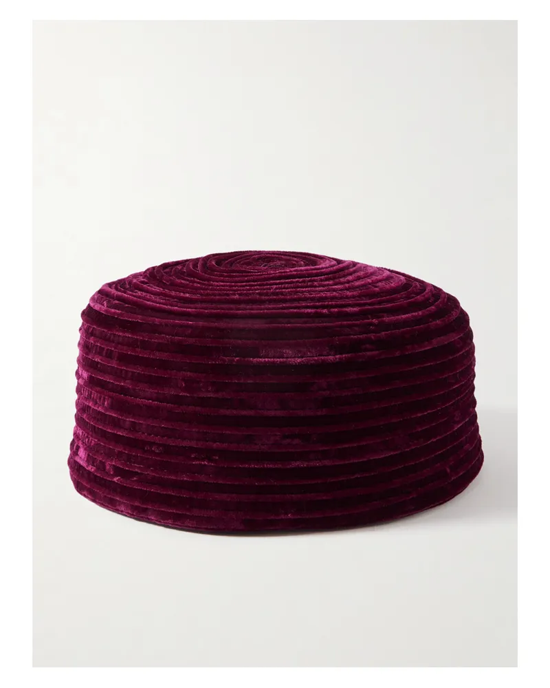 Gigi Burris Lauren Silk-blend Velvet Pillbox Hat - Burgundy Burgundy
