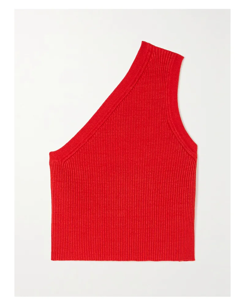 Jacquemus Ascu Verkürztes Asymmetrisches Oberteil Aus Einer Gerippten Leinenmischung Mit Freier Rückenpartie - Rot Rot