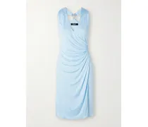 Gathered Jersey Midi Dress - Blue