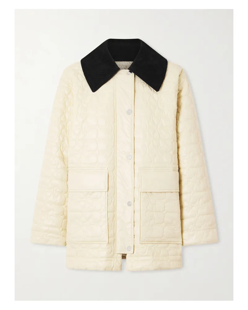 Ganni Steppjacke Aus Wattiertem Shell Mit Besatz Aus Cord - Creme Creme