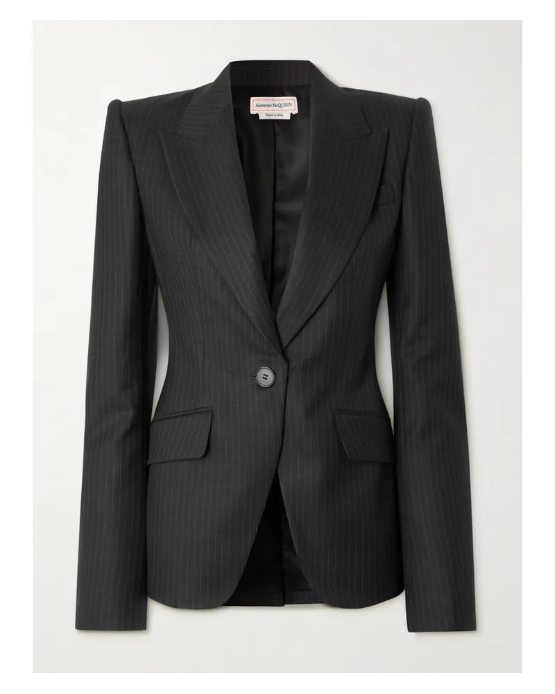 Alexander McQueen Blazer aus Woll-twill mit Nadelstreifen Grau