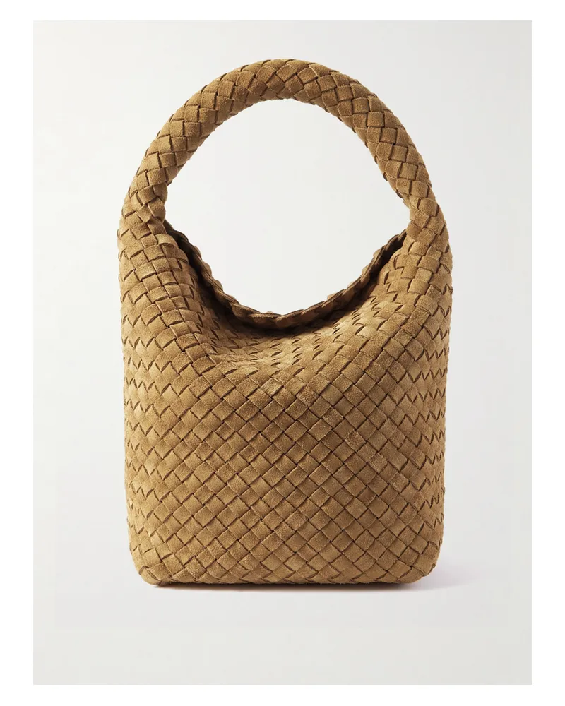 Bottega Veneta Cabat Intrecciato Suede Bucket Bag - Brown Brown