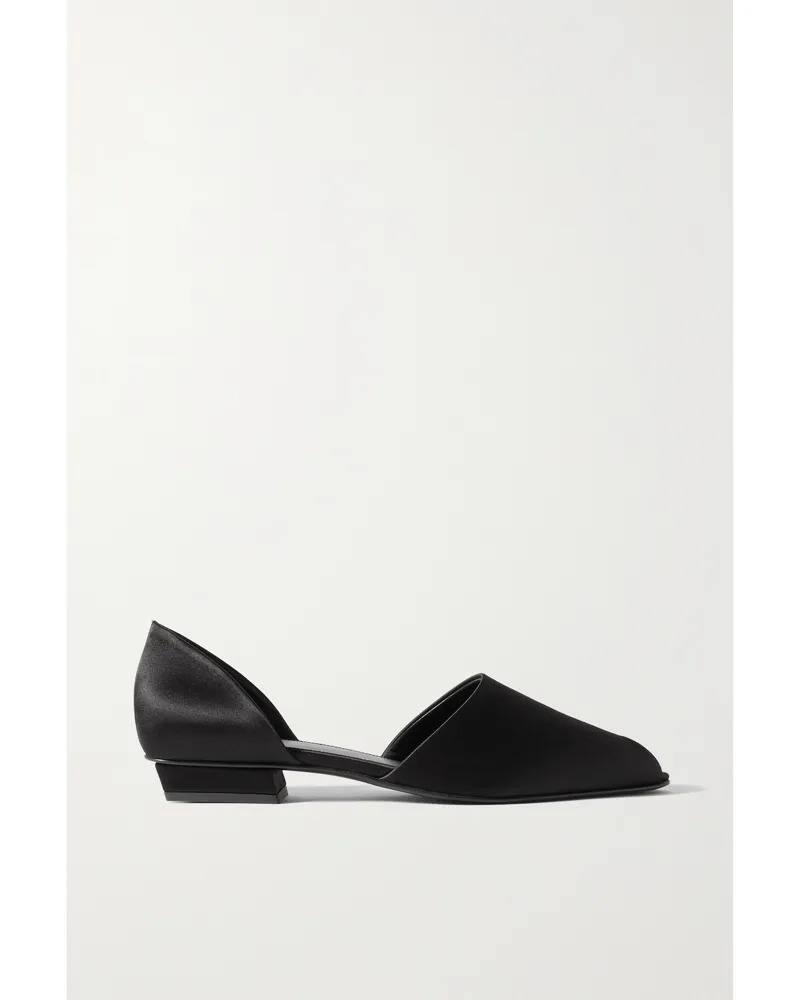 Totême The Peep-toe Flache Schuhe Mit Peeptoe Aus Satin - Schwarz Schwarz