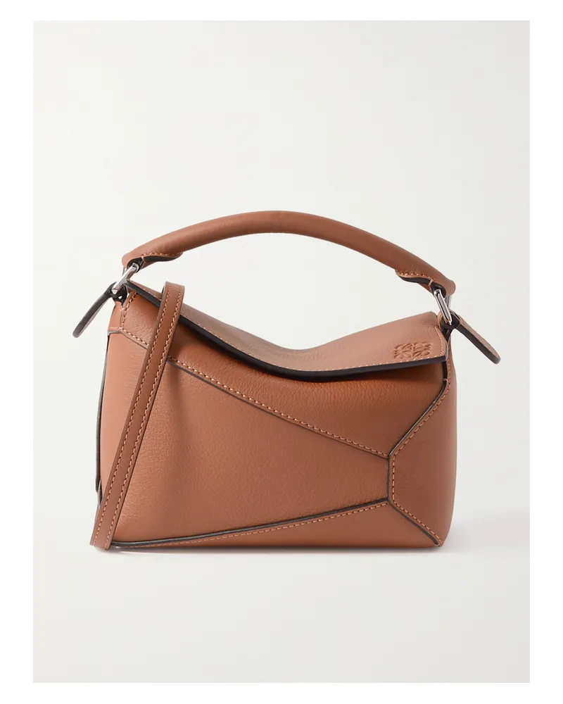 Loewe Puzzle Edge Mini Textured-leather Shoulder Bag - Brown Brown