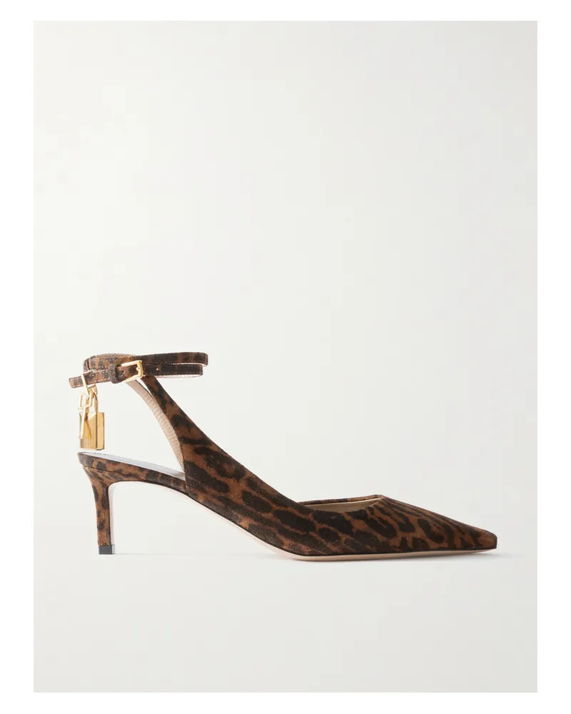 Tom Ford Padlock Pumps Aus Veloursleder Mit Leopardenprint - Braun Braun