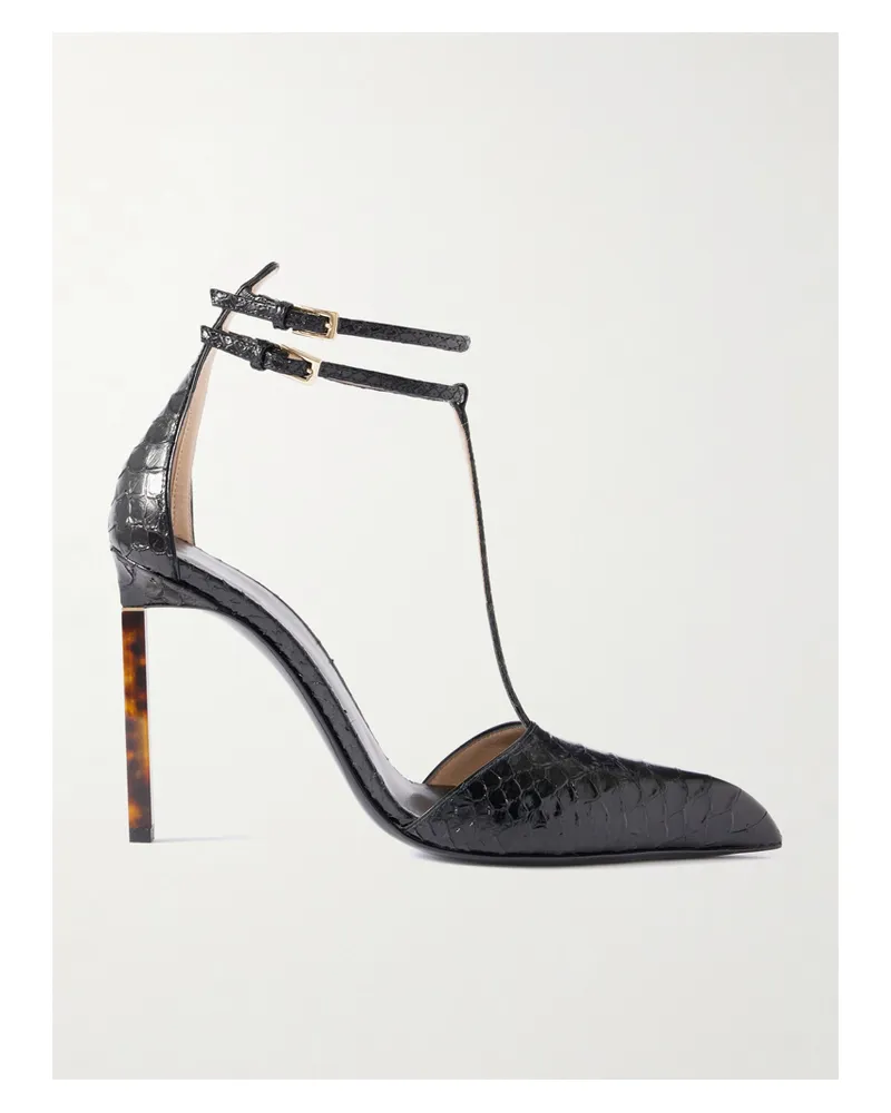 Tom Ford Pumps Aus Leder Mit Schlangeneffekt - Schwarz Schwarz