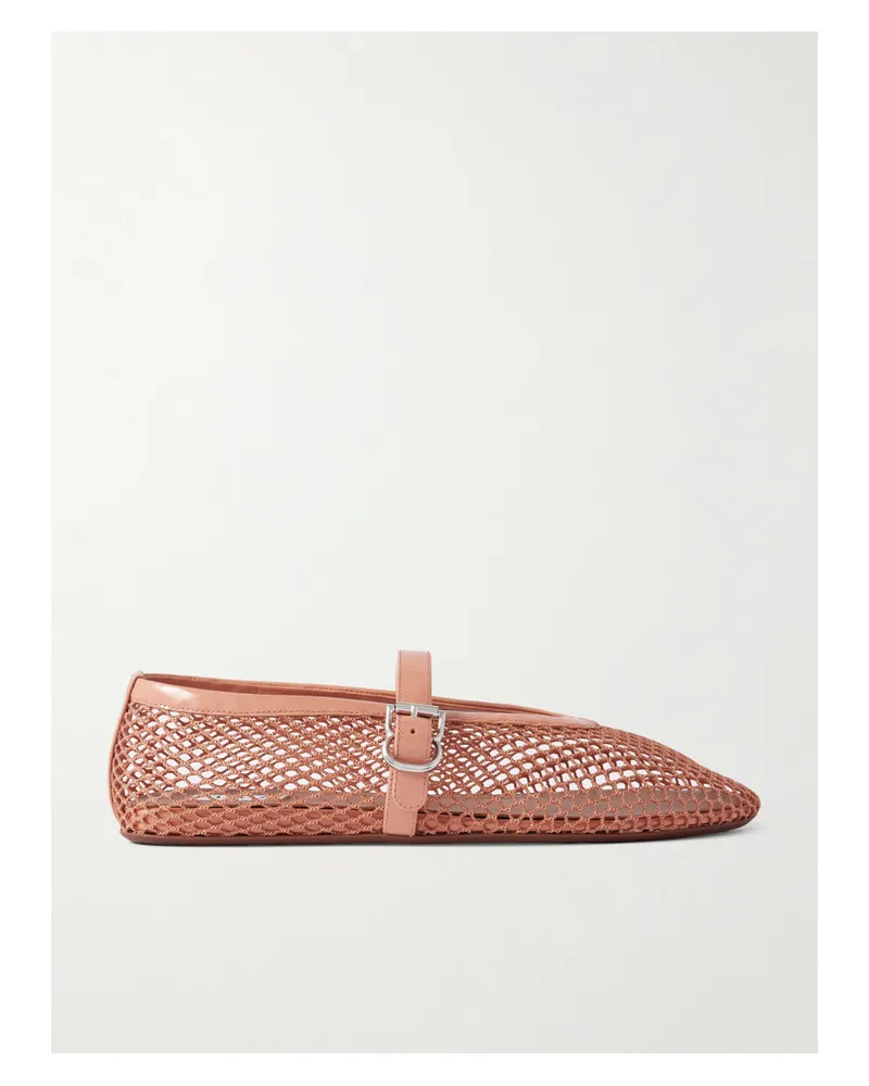 Alaïa Ballerinas Aus Mesh Mit Lacklederbesätzen - Pink Pink