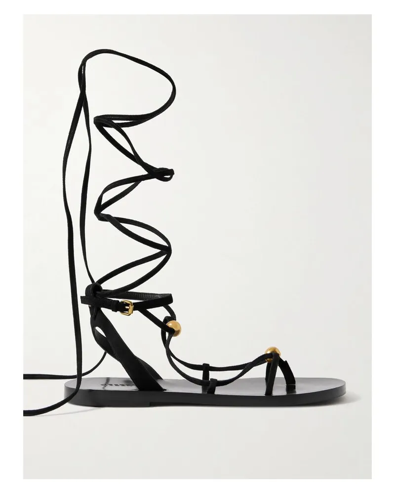 Isabel Marant Azzi Römersandalen Aus Veloursleder Mit Verzierung - Schwarz Schwarz