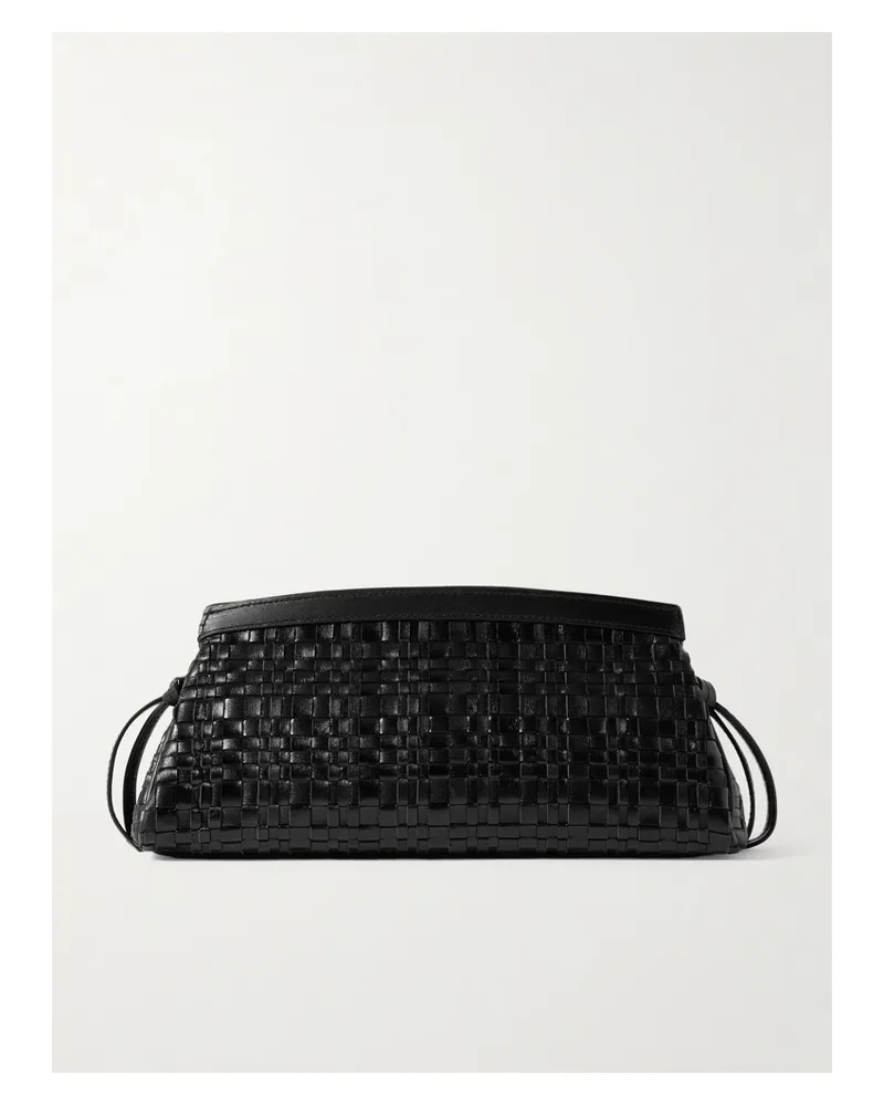 STAUD Maude Woven Leather Clutch - Black Black