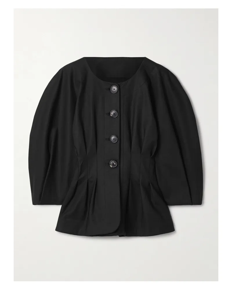 Carolina Herrera New York Jacke Aus Satin Aus Einer Baumwollmischung Mit Falten - Schwarz Schwarz