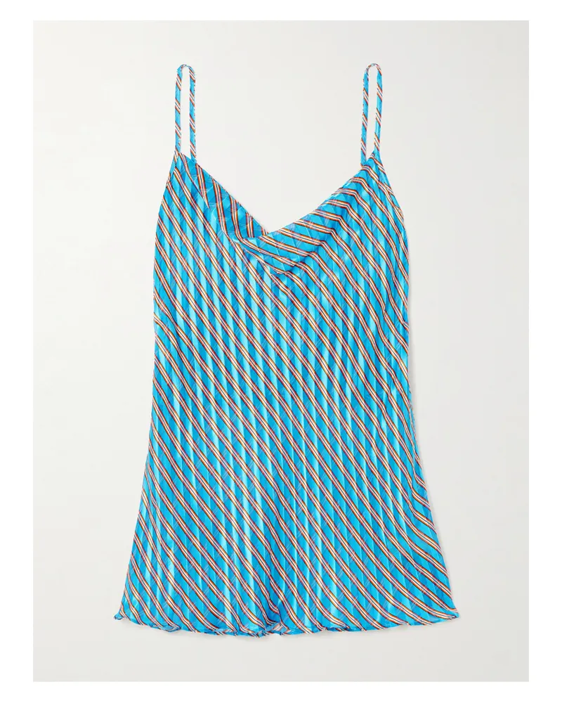 Dries van Noten Top Aus Devoré-satin Mit Streifen - Blau Blau