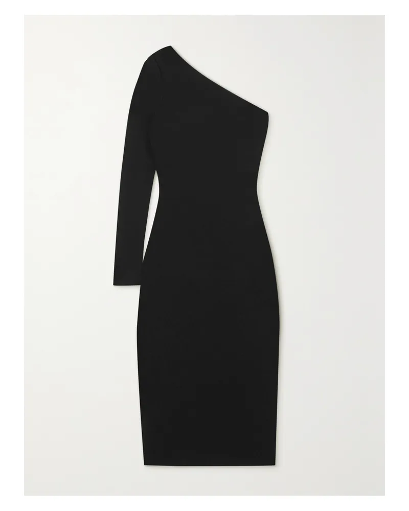 Victoria Beckham Asymmetrisches Midikleid Aus Stretch-strick - Schwarz Schwarz