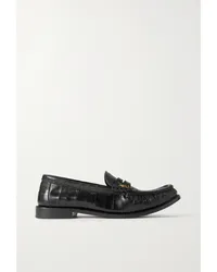 Saint Laurent Pennyloafers aus Strukturiertem Glanzleder Schwarz