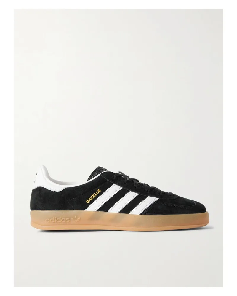 adidas Gazelle Indoor Sneakers Aus Veloursleder Mit Lederbesätzen - Schwarz Schwarz