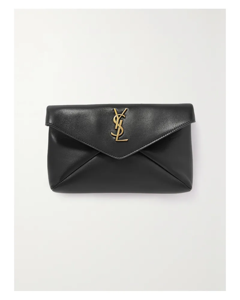 Saint Laurent Cassandre Leather Clutch - Black Black