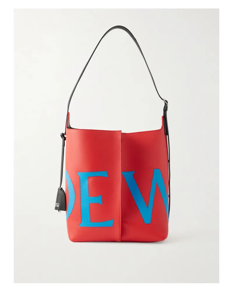 Loewe Bilbao Large Pleated Printed Leather Shoulder Bag - Red Red
