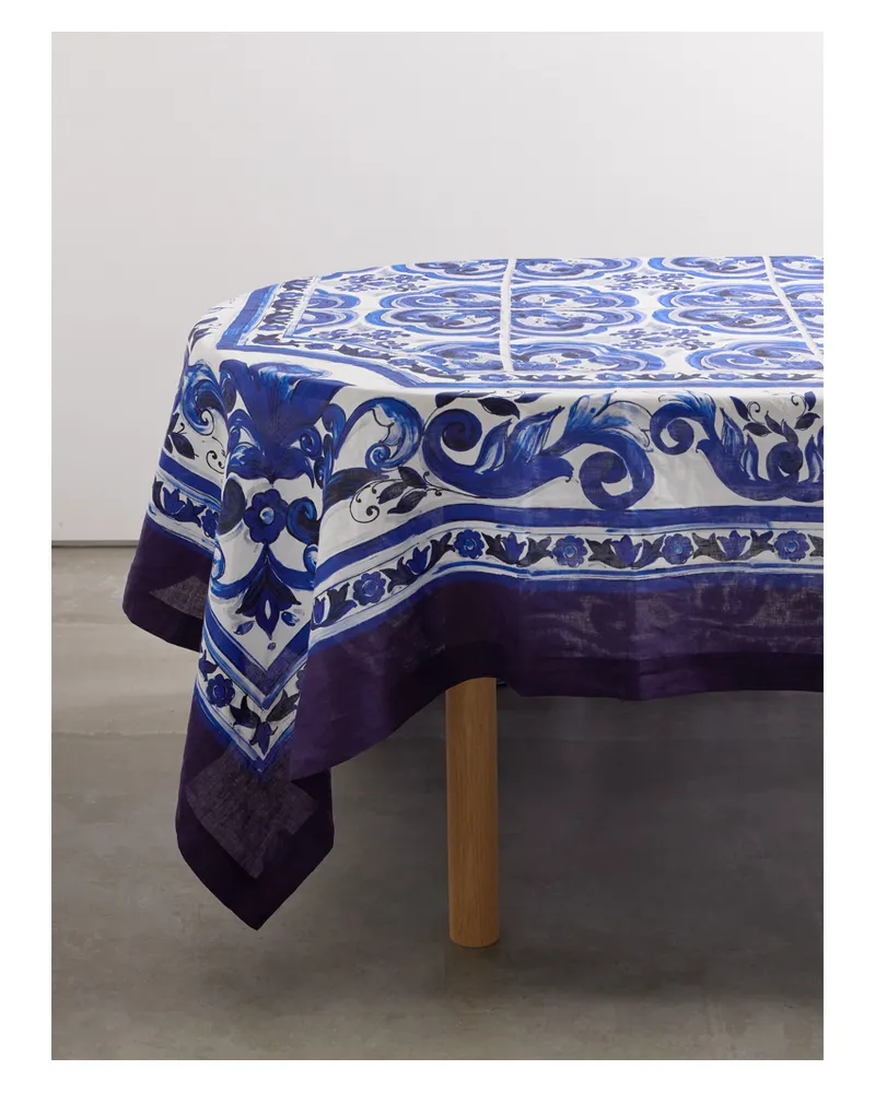 Dolce & Gabbana Tischdecke Aus Bedrucktem Leinen - Blau Blau