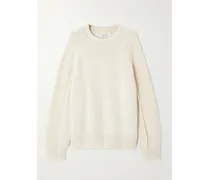 Oversized-pullover Aus Einer Recycelten Kaschmir-wollmischung Mit Gerippten Partien - Elfenbein