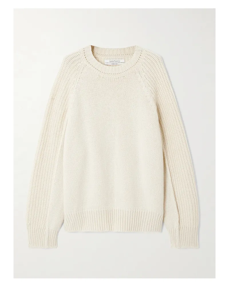 Another Tomorrow Oversized-pullover Aus Einer Recycelten Kaschmir-wollmischung Mit Gerippten Partien - Elfenbein Elfenbein